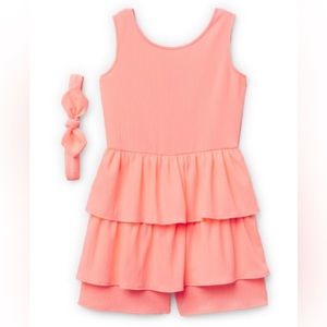 NWT Freestyle Revolution Girls' 2-Piece Sleeveless Dress - neon coral, 6x